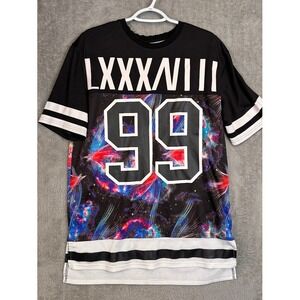 MASTER PIECE Mens 99 Galaxy Print Jersey Style T Shirt Black White Size M